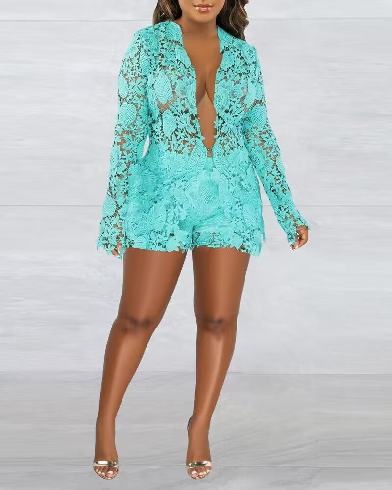 FZ Women's Guipure Lace Shorts Suit - FZwear