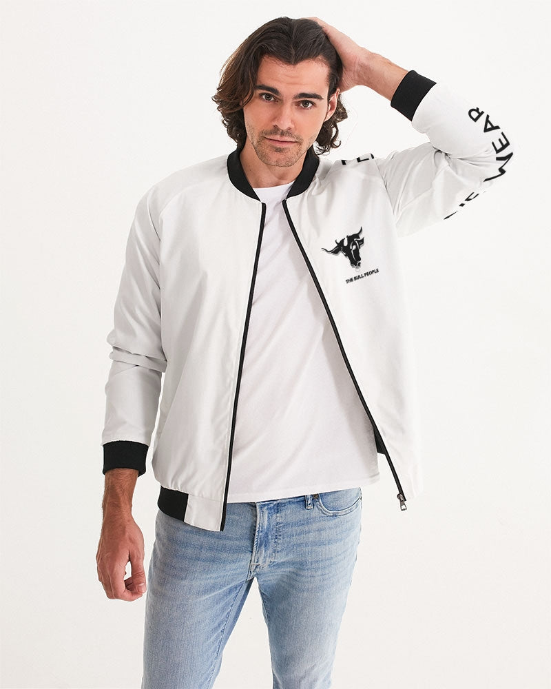 the white  bull men's bomber jacket