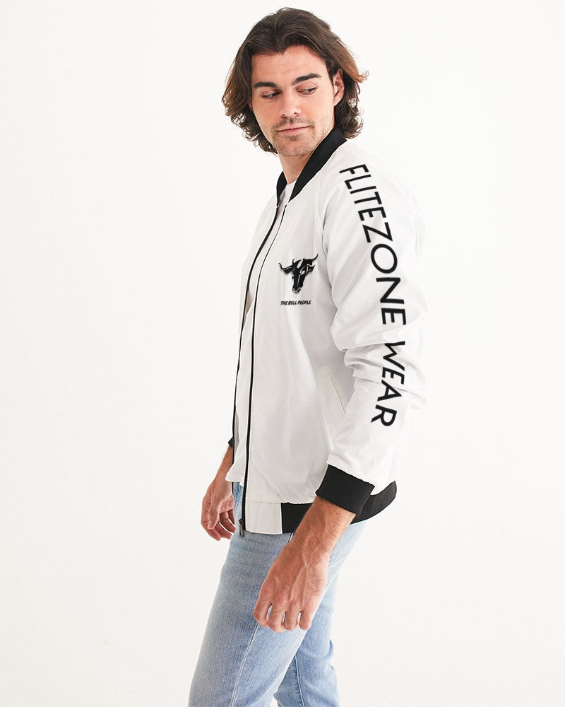 the white  bull men's bomber jacket