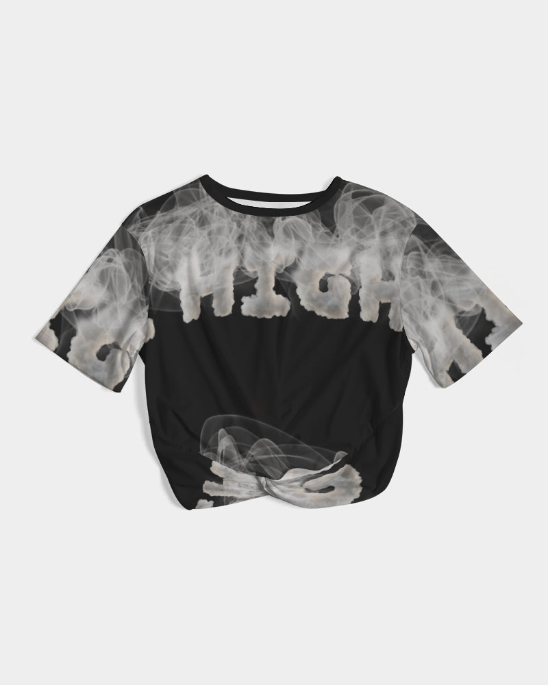 high grade women's twist-front cropped tee