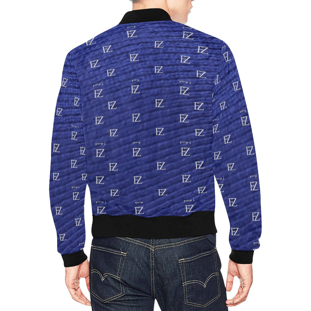 fz men's designer jacket- blue black men's all over print casual jacket (model h19)