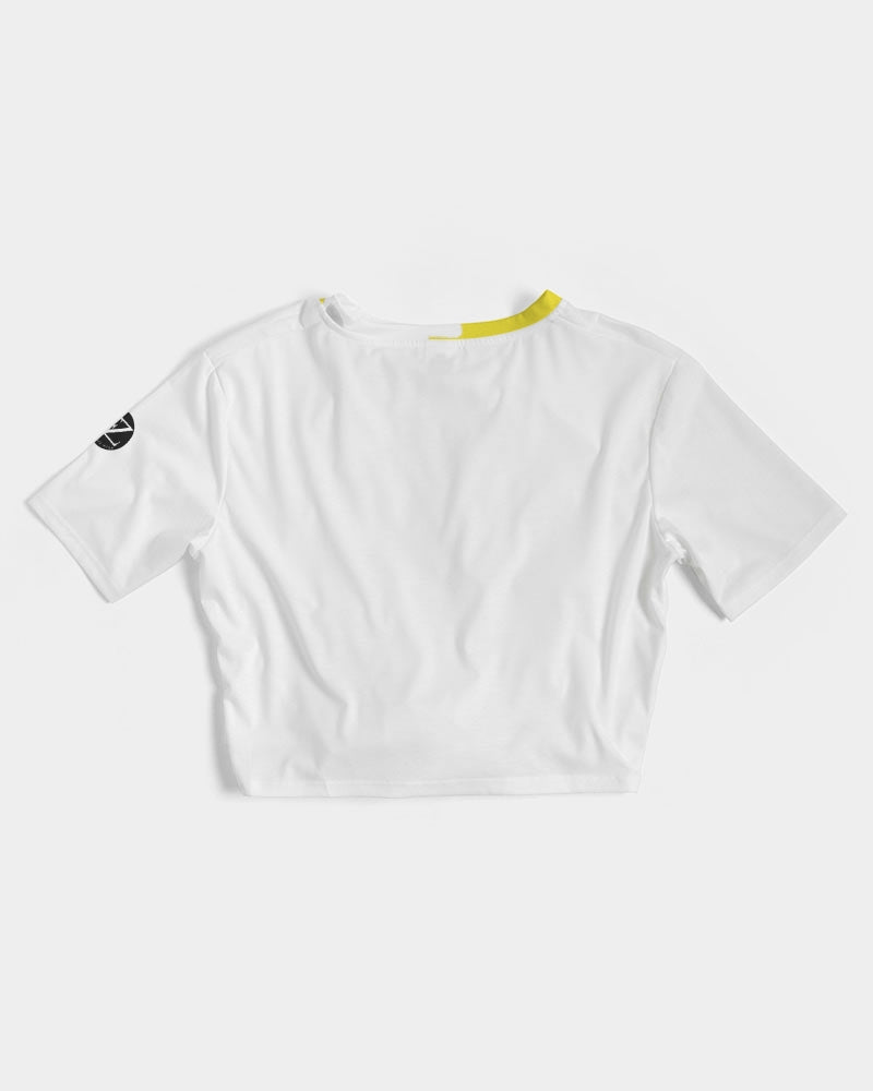 white zone women's twist-front cropped tee