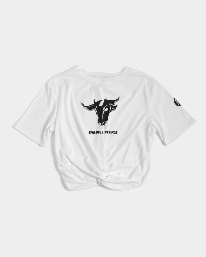 the white  bull women's twist-front cropped tee