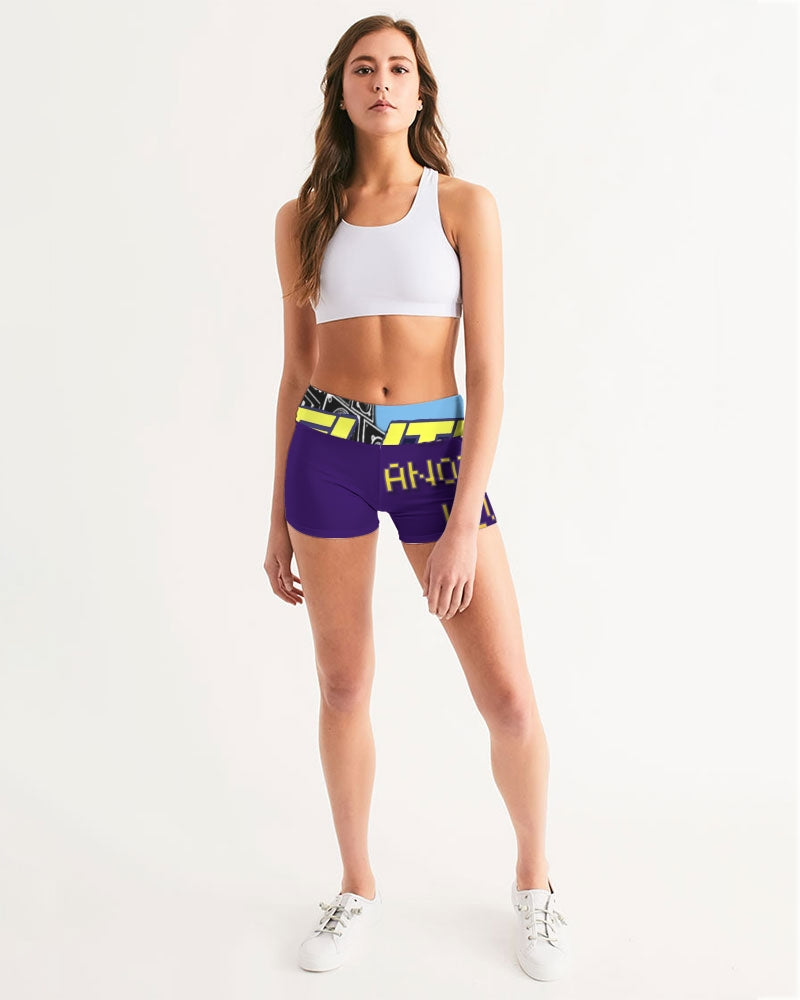 purple flite reloaded women's mid-rise yoga shorts