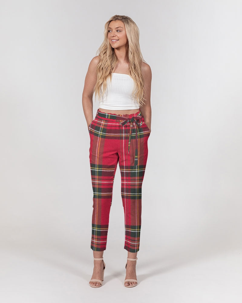 fz plaid too women's belted tapered pants