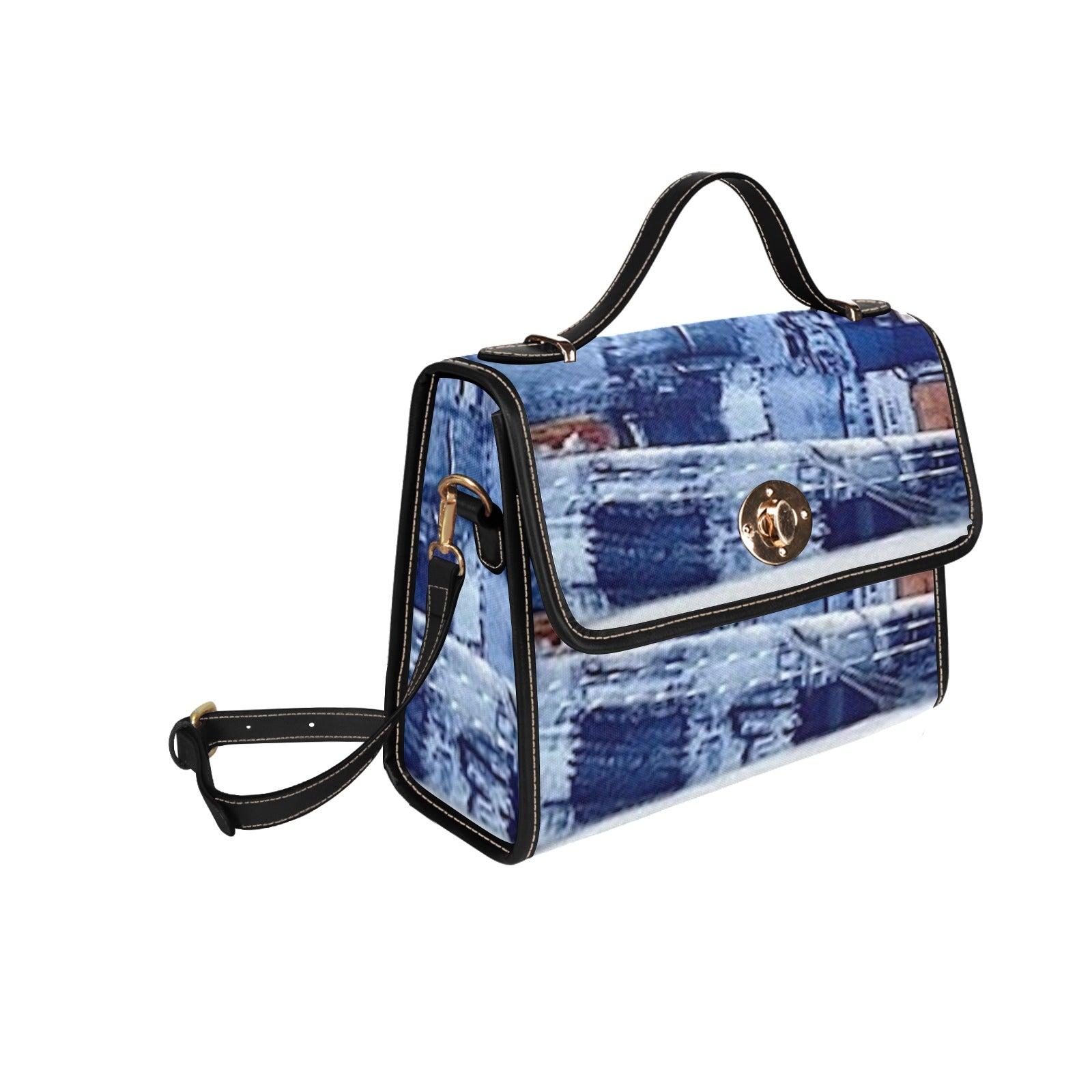 fz denim handbag all over print canvas bag (model 1641)(black)
