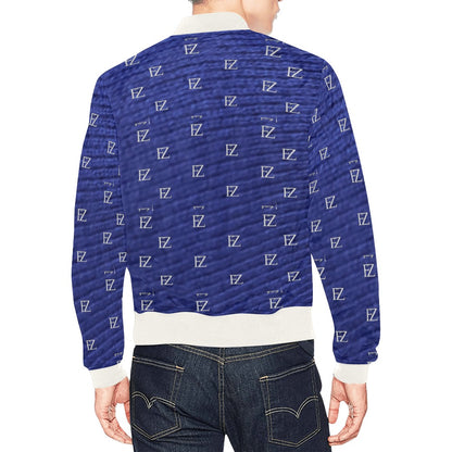 fz men's designer jacket- blue white men's all over print casual jacket (model h19)