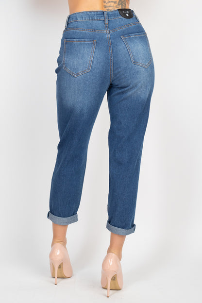 fz women's ripped-front denim jeans pants