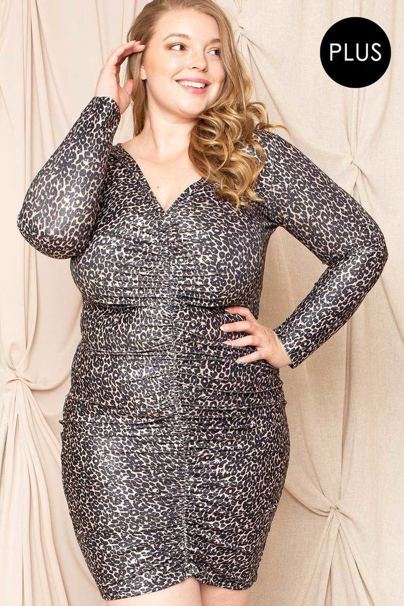 fz women's leopard print plus size dress