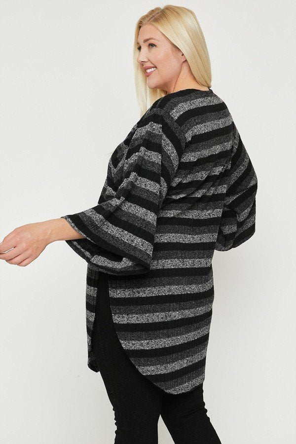 fz women's plus size multi-color striped cardigan