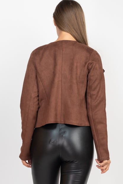 fz women's cropped suede jacket