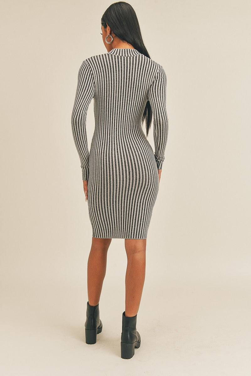 fz women's long sleeve stripe print midi dress