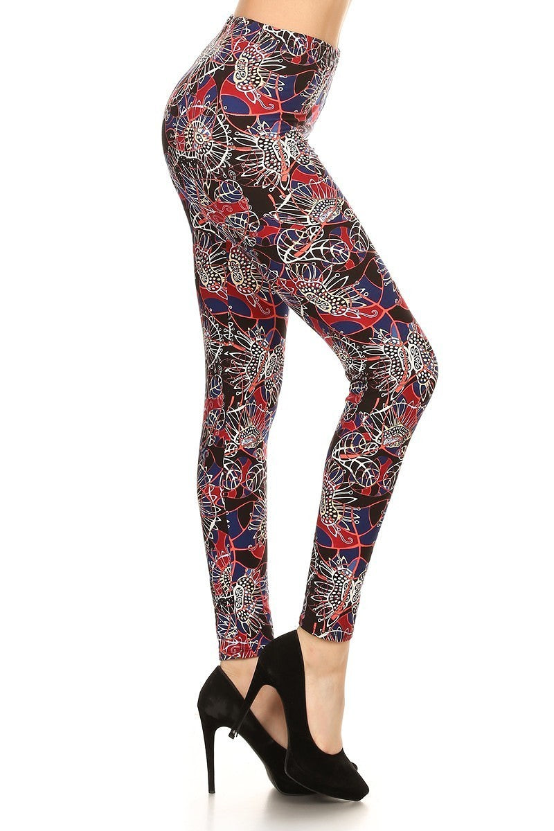 FZ Women's Floral Print High Waist Basic Solid Leggings - FZwear