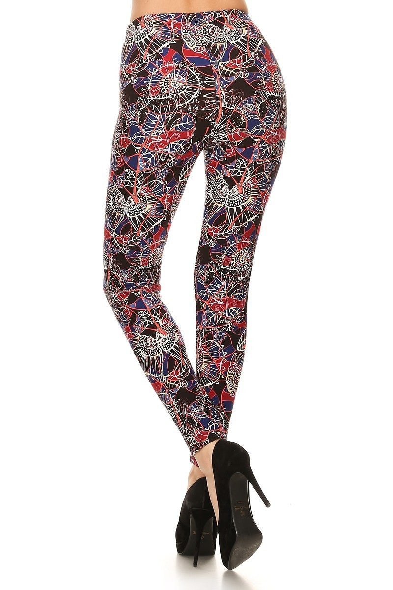 FZ Women's Floral Print High Waist Basic Solid Leggings - FZwear