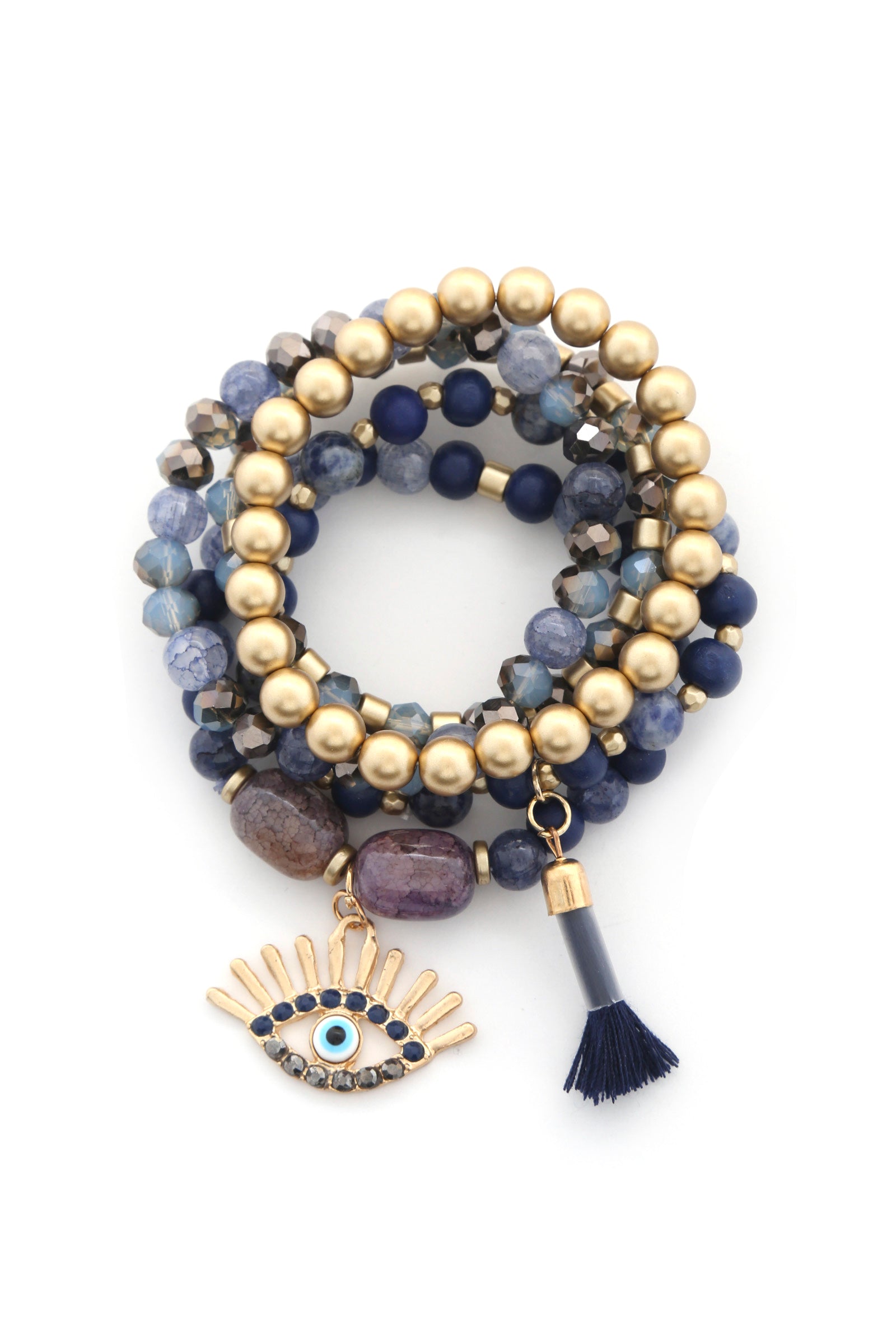 evil eye bead tassel bracelet set