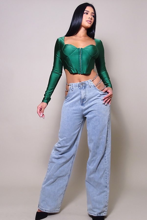 long sleeve corset top