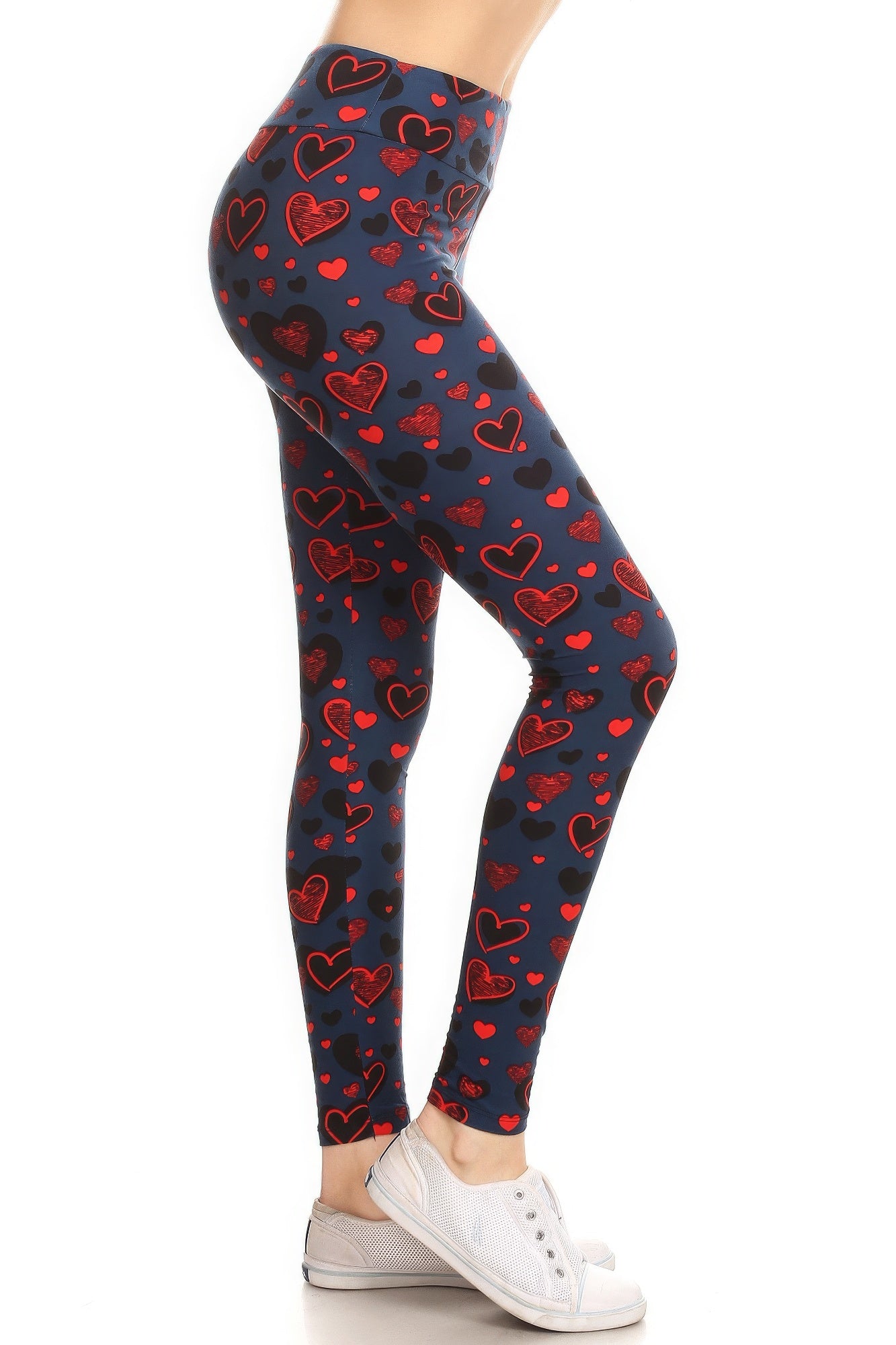 FZ Women's Banded Lined Heart Print, Full Length Leggings