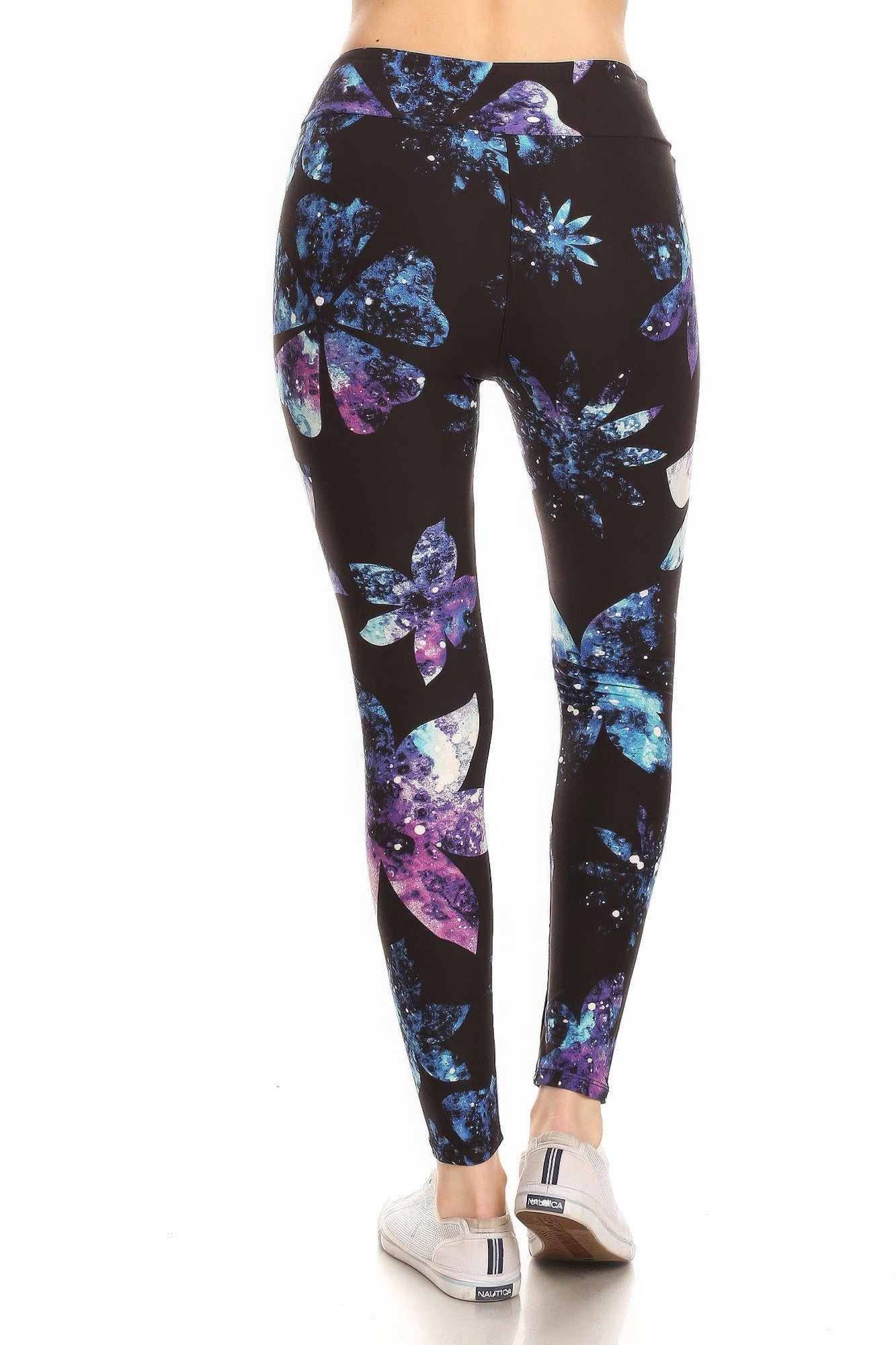 FZ Women's Banded Lined Galaxy Silhouette Floral Print, Full Length Leggings
