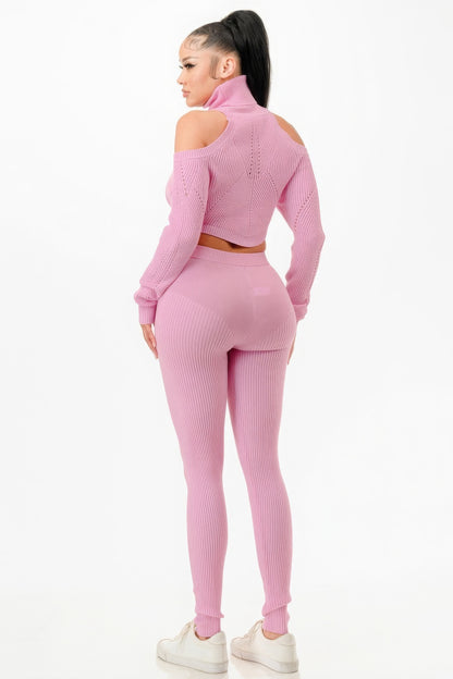 FZ Sexy Knitted Pants Suit