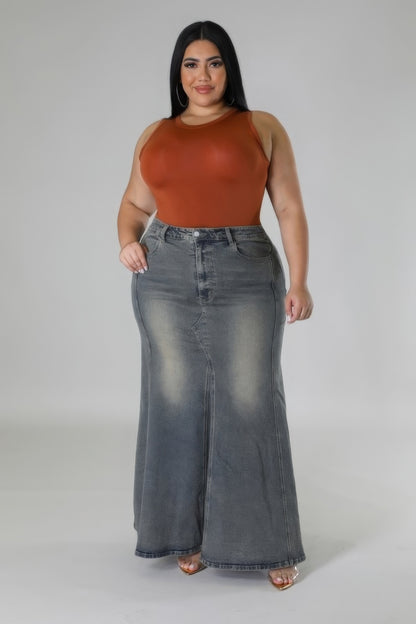 FZ Women's Plus Size High-waisted Stretch Denim Skirt