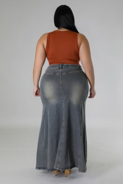 FZ Women's Plus Size High-waisted Stretch Denim Skirt
