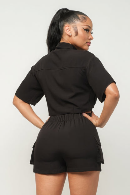 FZ Women's Front Button Down Side Pockets Shorts Suit - FZwear