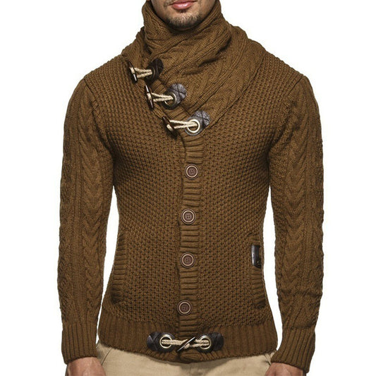 FZ men's knitted jacket turtleneck button sweater - FZwear