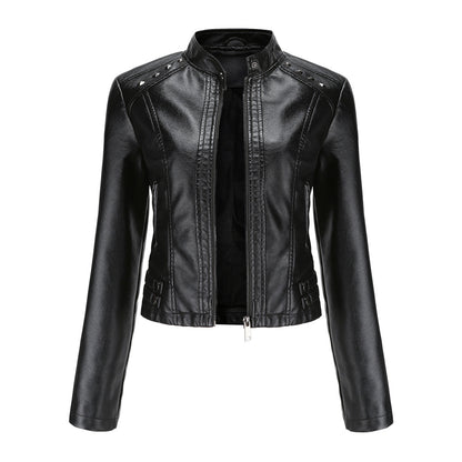 FZ Women's Rivets Leather Long Sleeve Fashion Jacket - FZwear