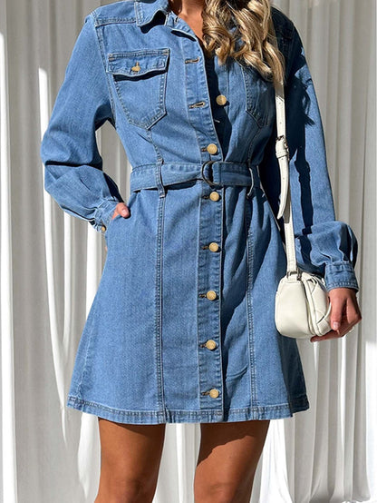 FZ Women's Lace Up Slimming Denim Dress