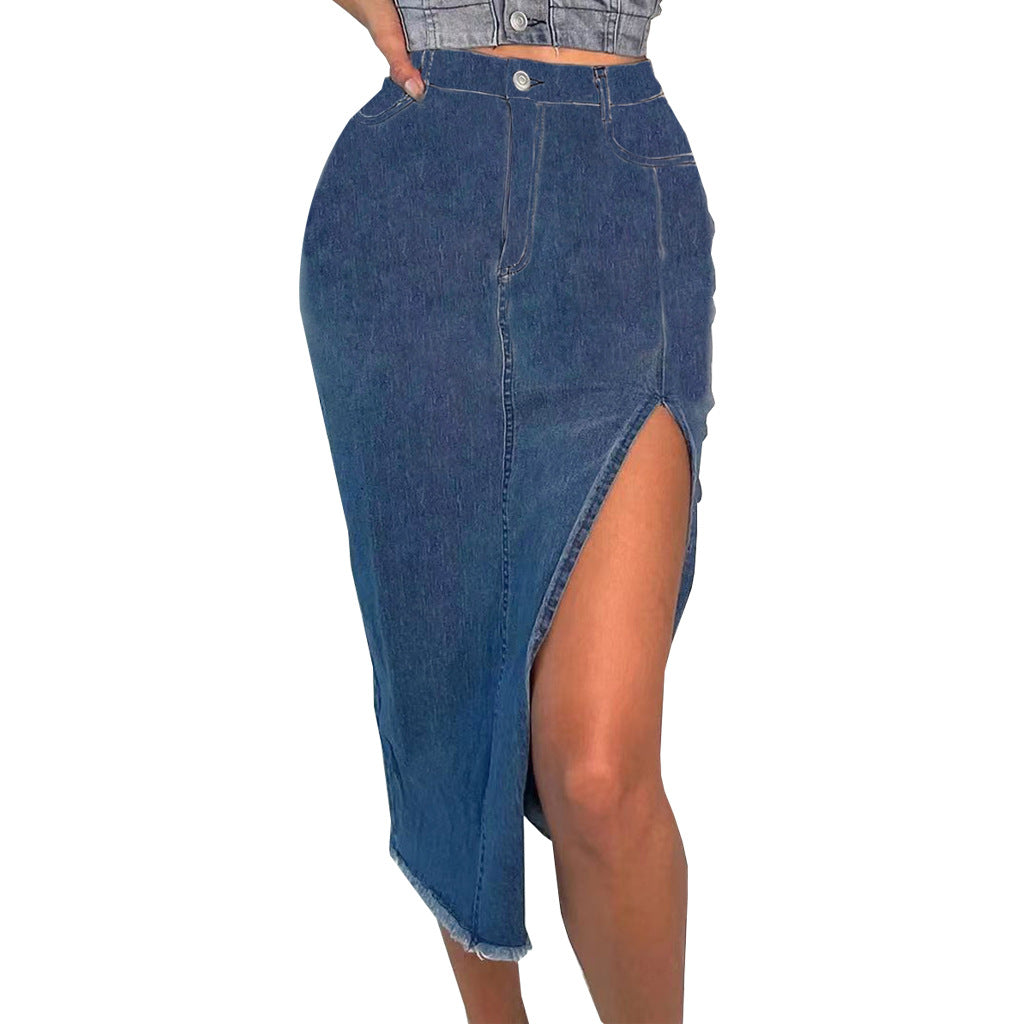 FZ Women's Hips Stretch Denim Long Skirts