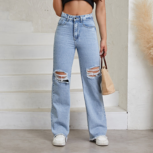 FZ Women's High Waist Ripped Denim Pants - FZwear