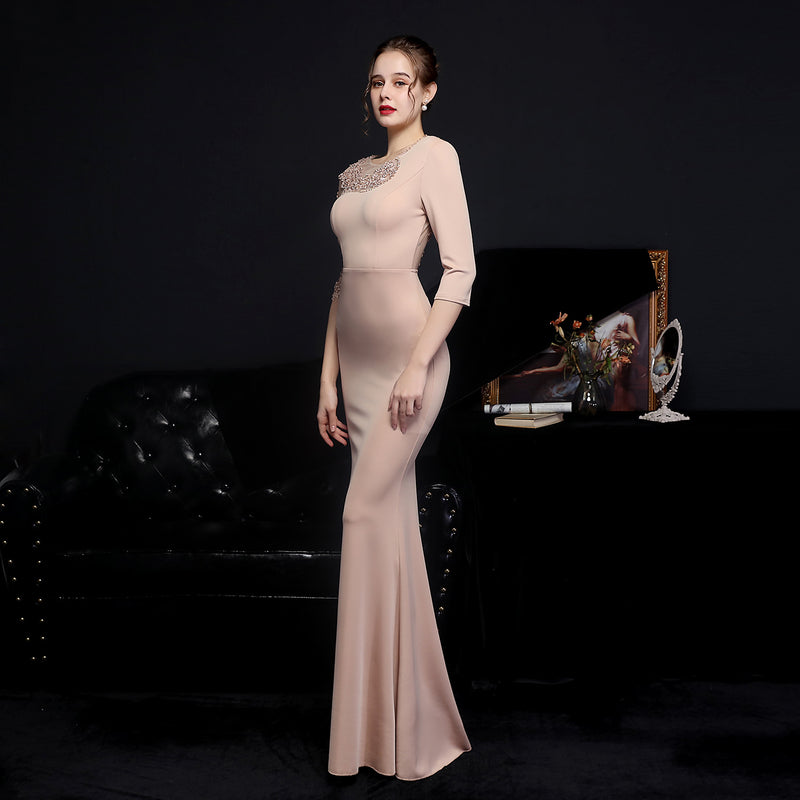 diamond toast dress bride long long sleeve appreciation dinner fishtail evening dress formal gown