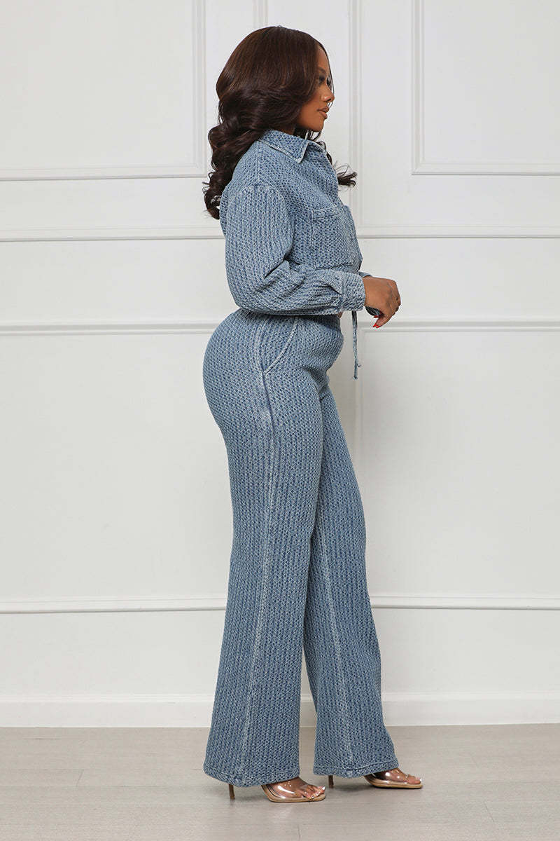 FZ Women's Long Sleeved Denim Two Piece Pants Suit - FZwear