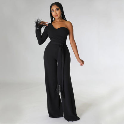 FZ Women Wide Leg  Shoulder Tassel Jumpsuit - FZwear