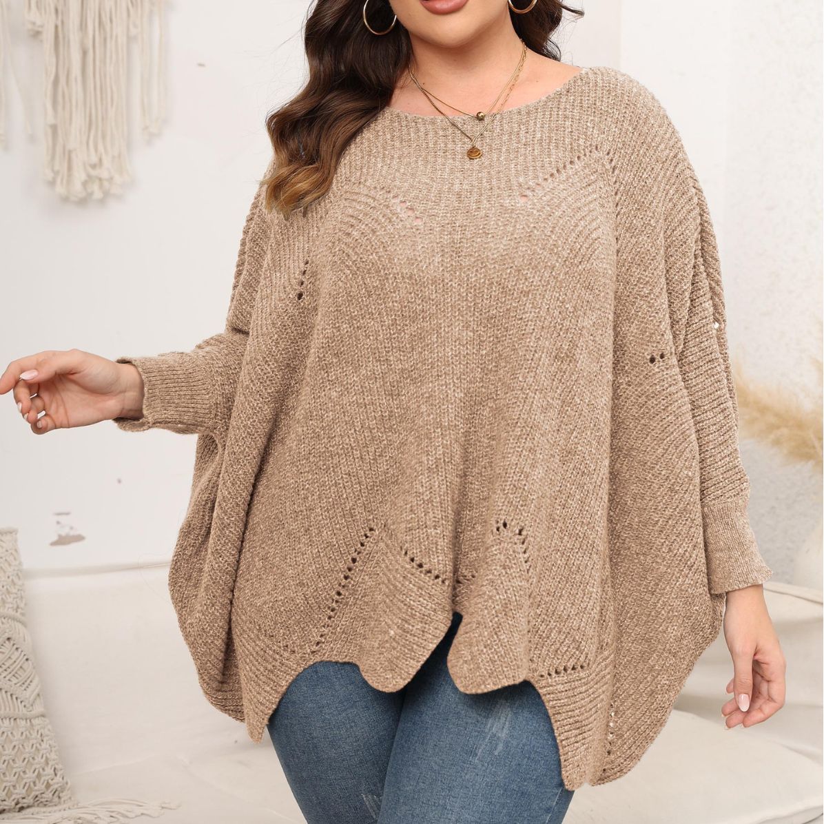 FZ Women's Plus Size Loose Woven Idle Pullover Top