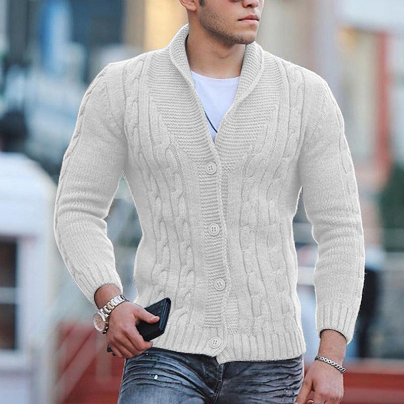 new sweater men's knitted cardigan solid color slim men's jacket