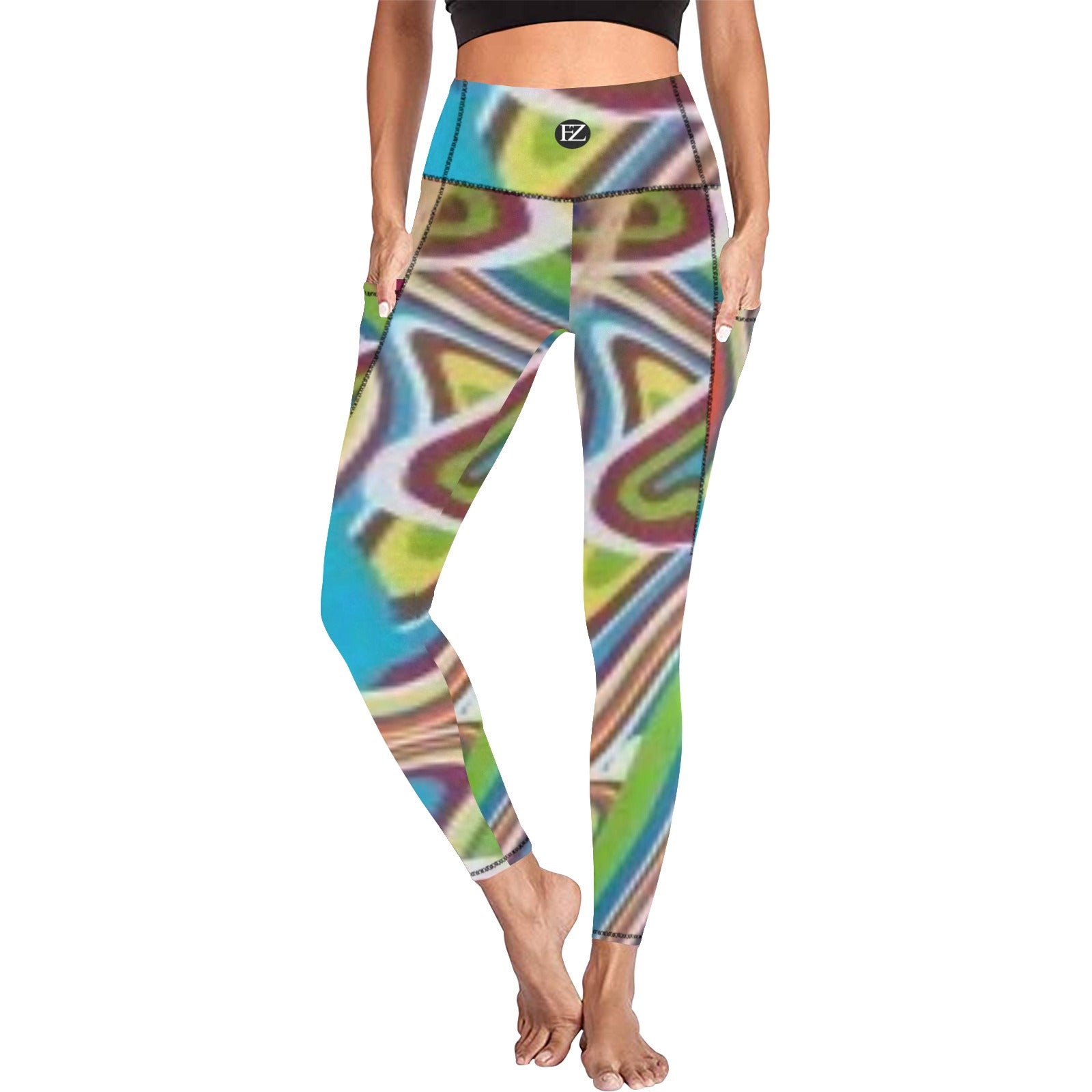 fz women's leggings 7 all over print high waist leggings with pockets (modell56)