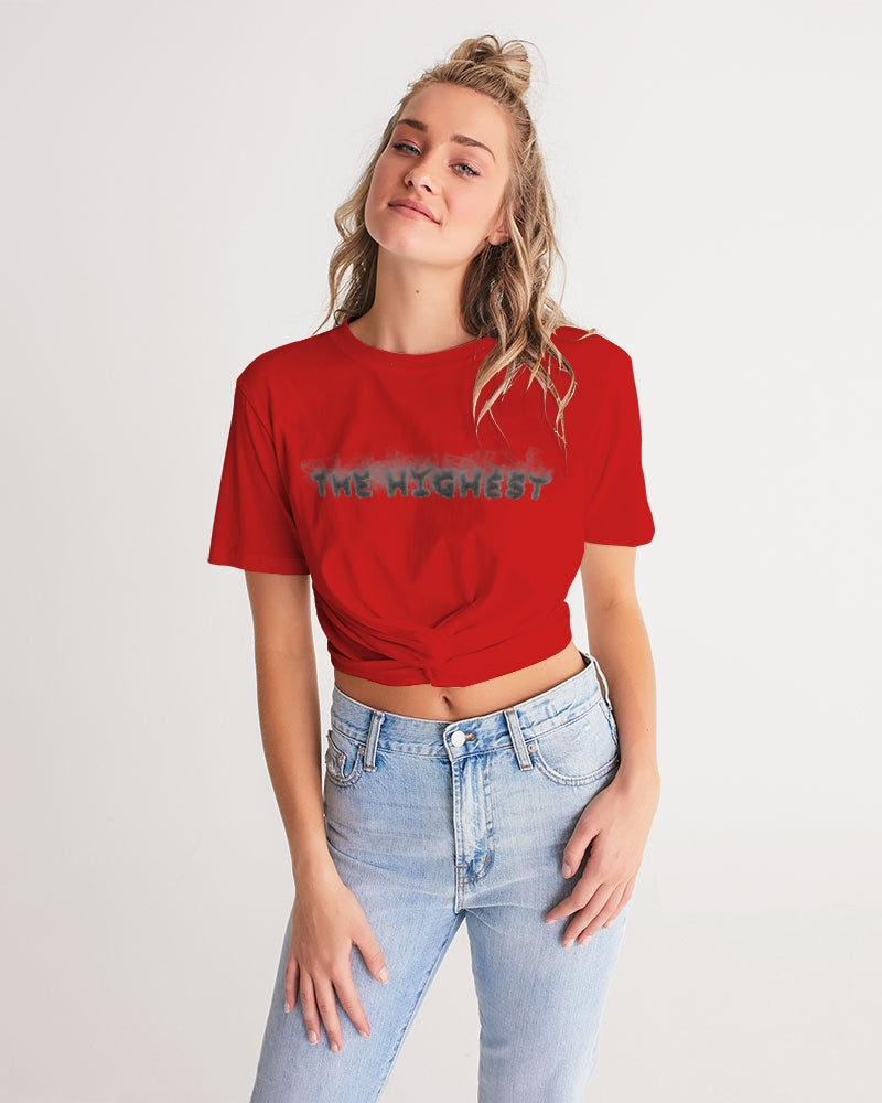 red zone women's twist-front cropped tee