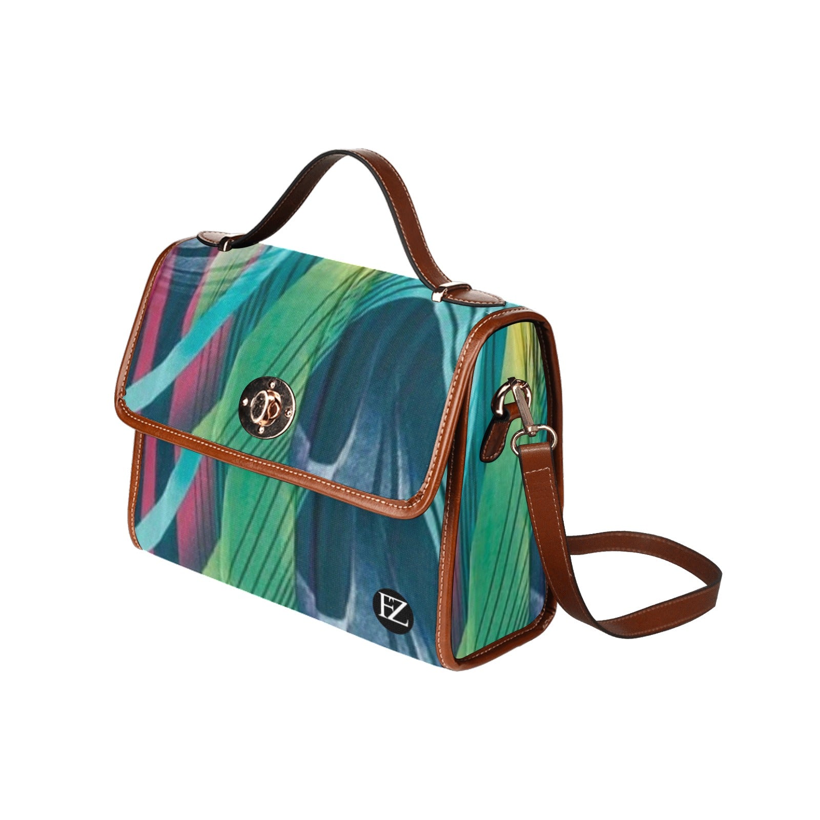 fz abstract handbag all over print waterproof canvas bag(model1641)(brown strap)