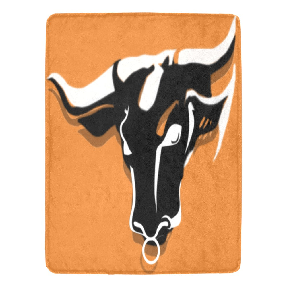 fz blanket bull (l) one size / fz bull blanket - orange ultra-soft micro fleece blanket 60" x 80"(made in usa)