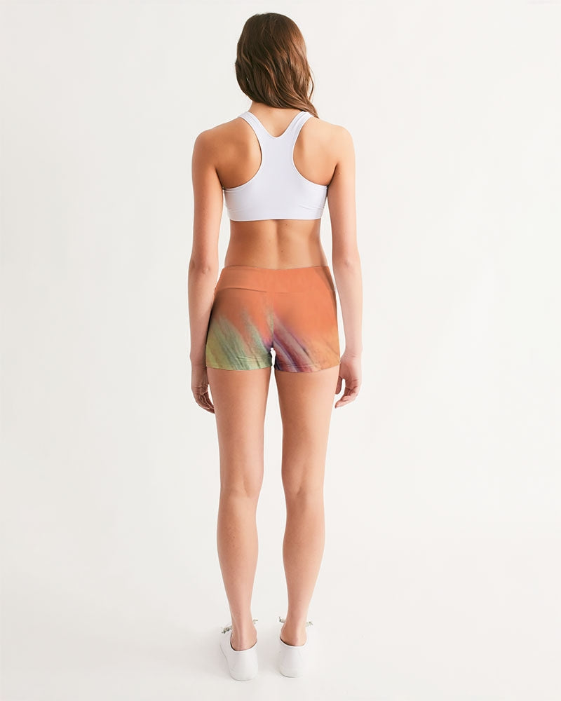 abstract zone women's mid-rise yoga shorts