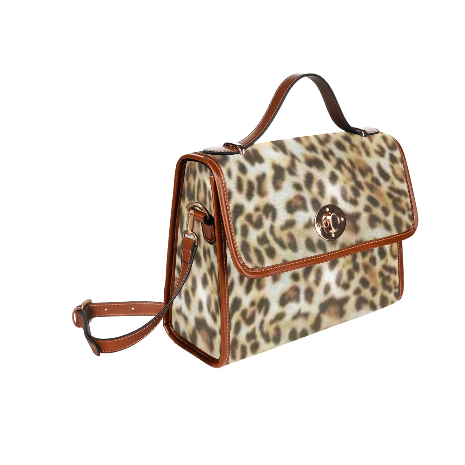 fz leopard handbag all over print waterproof canvas bag(model1641)(brown strap)