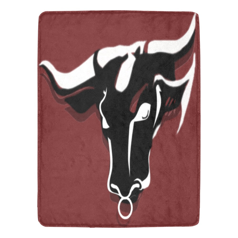 fz blanket bull (l) one size / fz bull blanket - burgundy ultra-soft micro fleece blanket 60" x 80"(made in usa)
