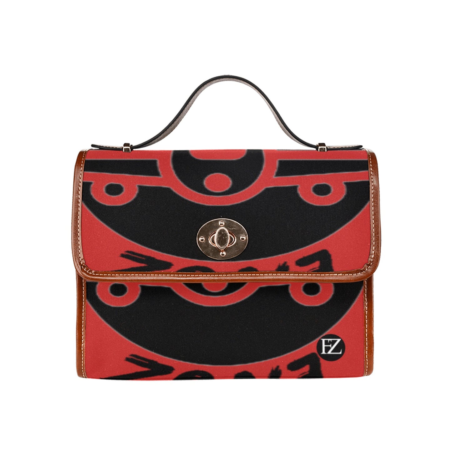 fz women's handbag - abstract one size / fz future handbag - abstract red all over print waterproof canvas bag(model1641)(brown strap)