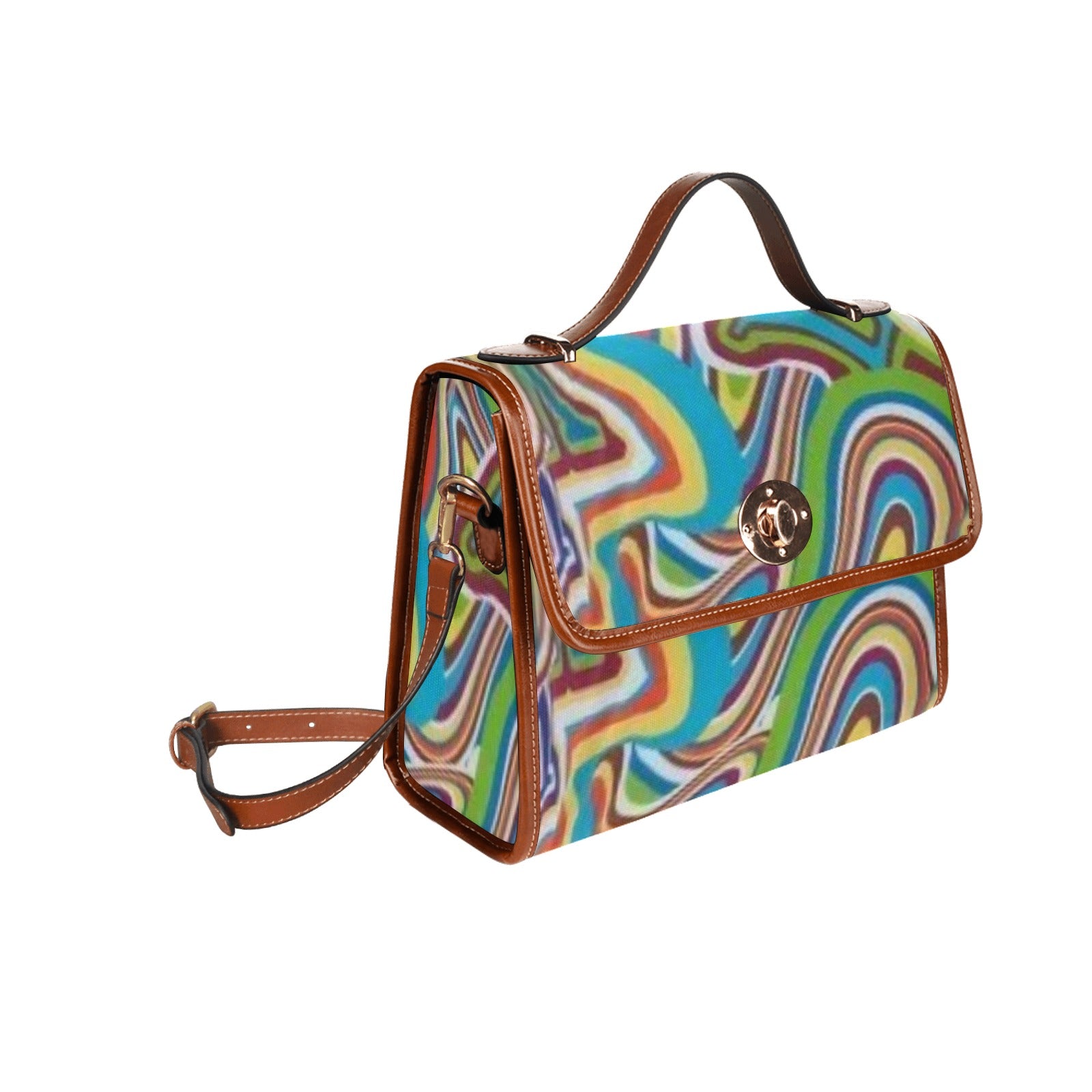 fz abstract handbag all over print waterproof canvas bag(model1641)(brown strap)