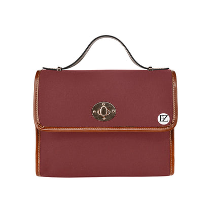 fz original handbag one size / fz - burgundy all over print waterproof canvas bag(model1641)(brown strap)