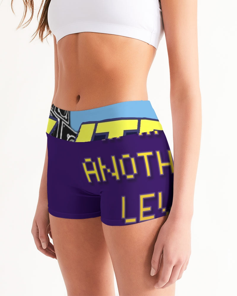 purple flite reloaded women's mid-rise yoga shorts