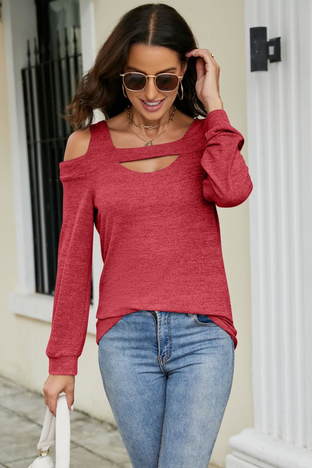 cutout cold-shoulder top