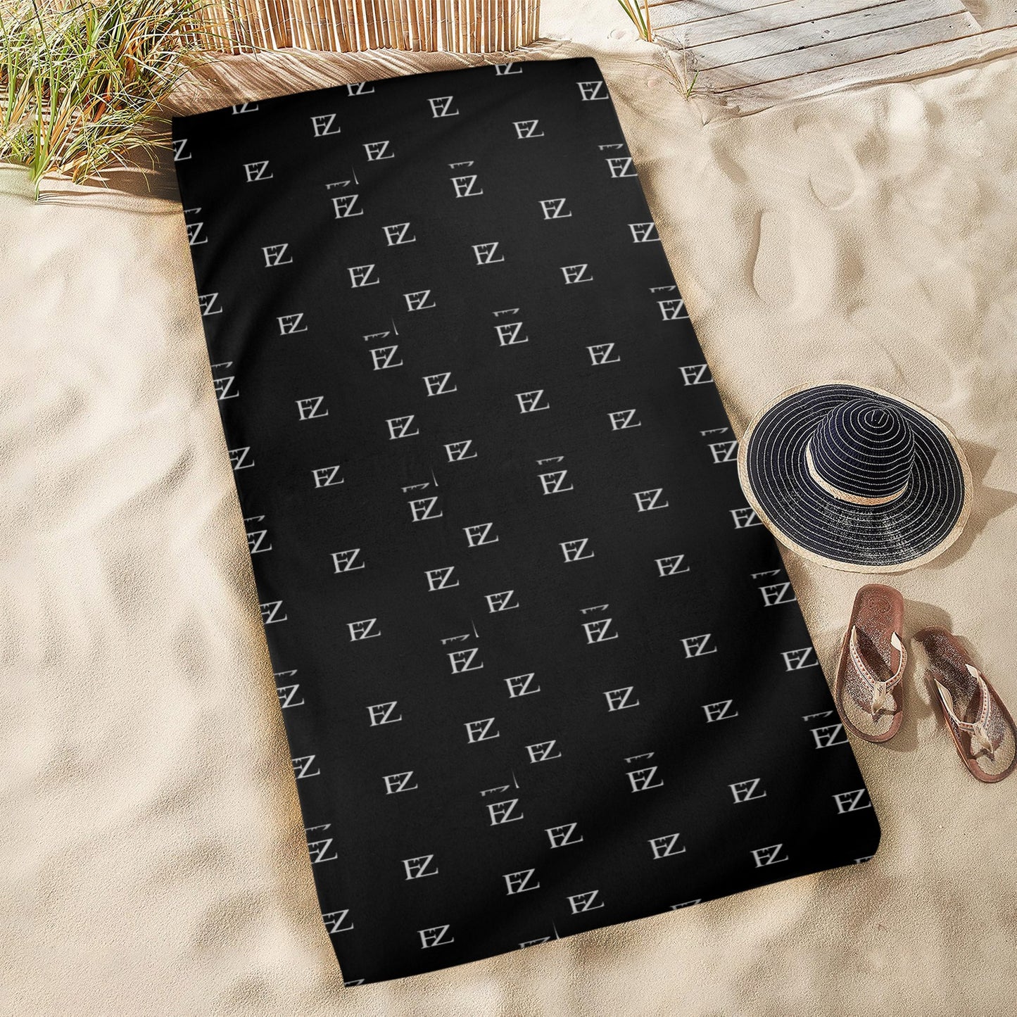 fz towel - black beach towel 31"x71"(new)( made in queen)