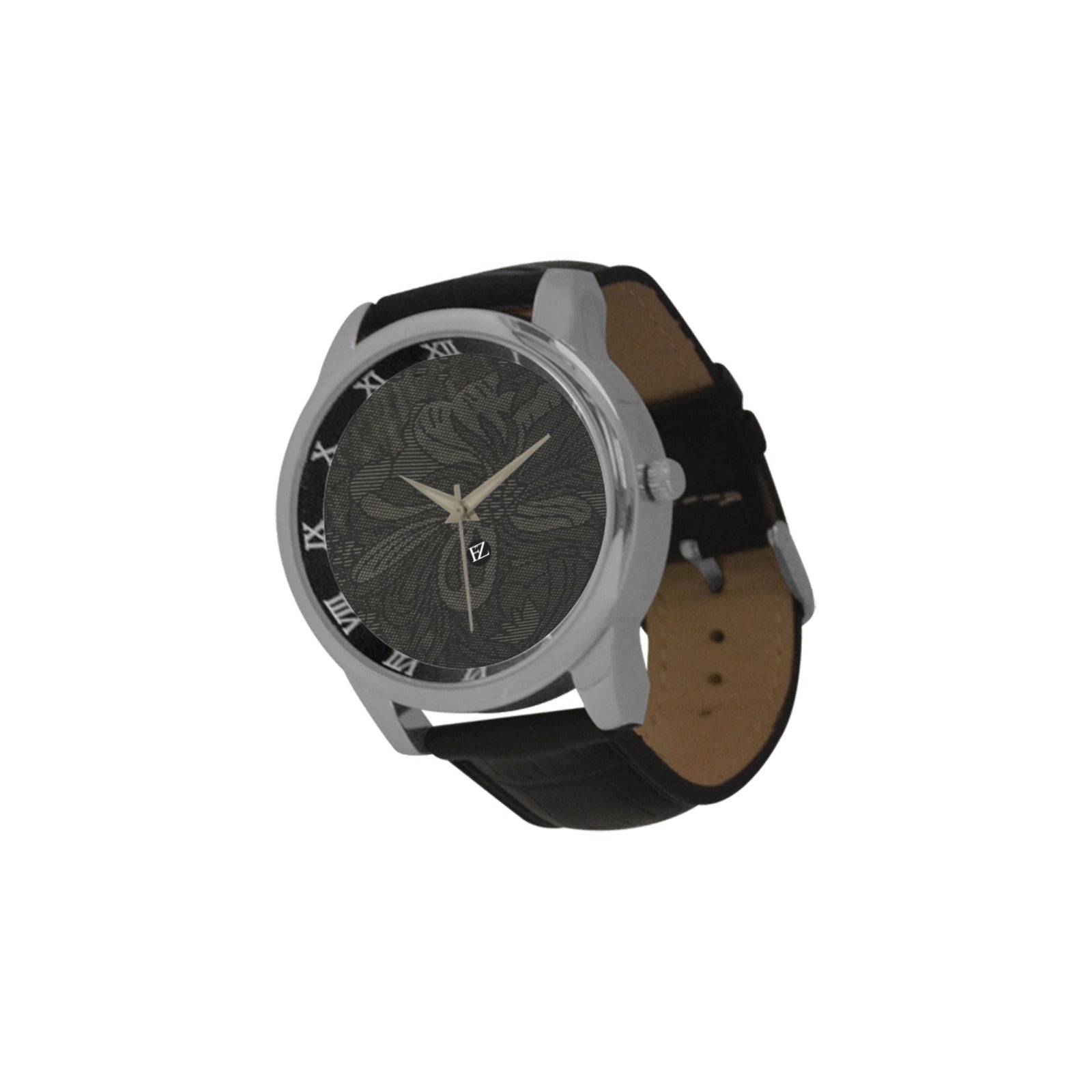 fz men's watch men's leather strap large dial watch (model 213)